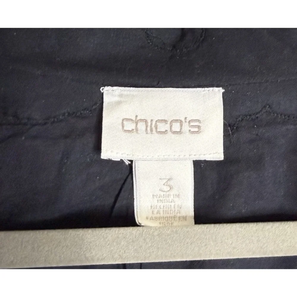 Chicos 3 US XL Womens Black Red Embroidered Beaded Jacket Paisley‎ Holiday - Picture 4 of 11